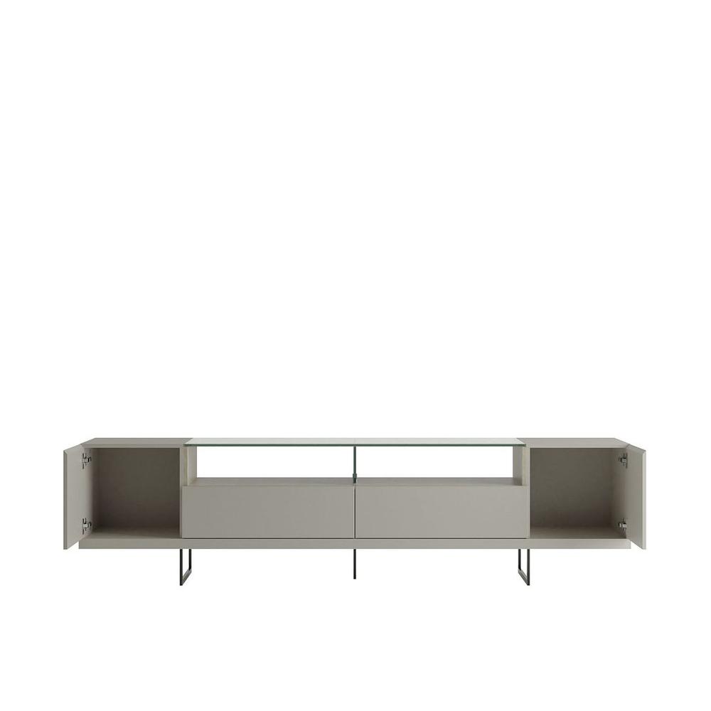 Celine 85.43 TV Stand with 2 Drawers and Steel Legs in Off White and Nude Mosaic Wood By Manhattan Comfort | TV Stands | Modishstore - 4