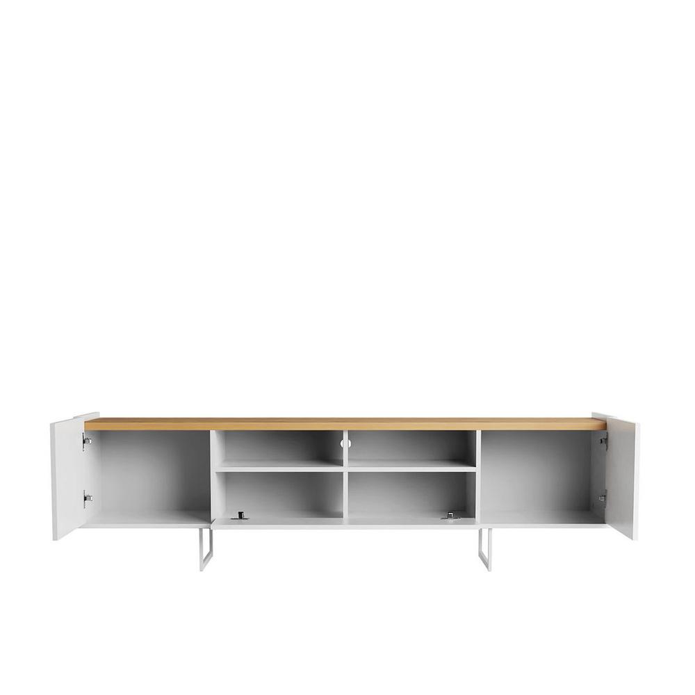 Winston 70.86 TV Stand with 6 Shelves in White and Cinnamon By Manhattan Comfort | TV Stands | Modishstore - 4