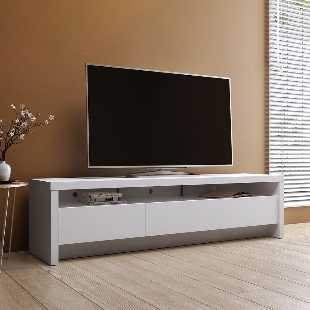Sylvan 70.86" TV Stand with 3-Drawers in Off White and Cinnamon By Manhattan Comfort | TV Stands | Modishstore - 12