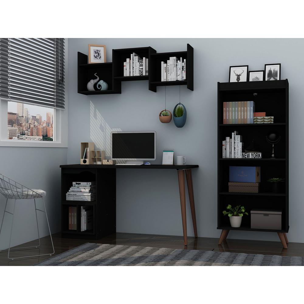Hampton 3- Piece Extra Storage Home Office Set in White By Manhattan Comfort | Desks | Modishstore - 12