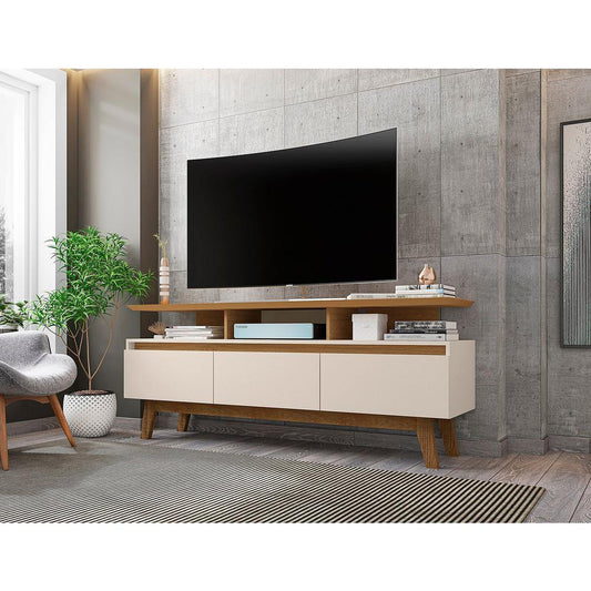 Yonkers 62.99" TV Stand in Off White and Cinnamon By Manhattan Comfort | TV Stands | Modishstore