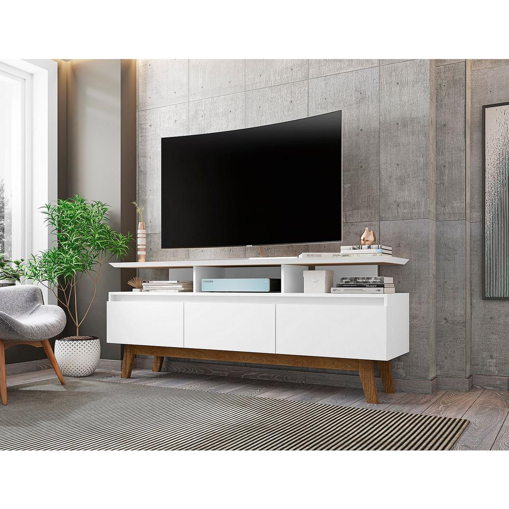Yonkers 62.99" TV Stand in Off White and Cinnamon By Manhattan Comfort | TV Stands | Modishstore - 17