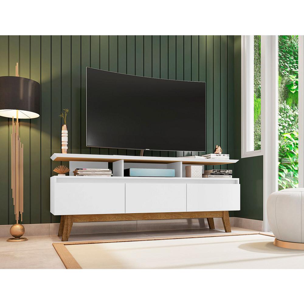 Yonkers 62.99" TV Stand in Off White and Cinnamon By Manhattan Comfort | TV Stands | Modishstore - 20