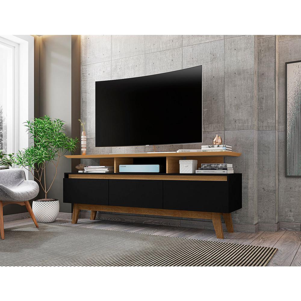 Yonkers 62.99" TV Stand in Off White and Cinnamon By Manhattan Comfort | TV Stands | Modishstore - 7