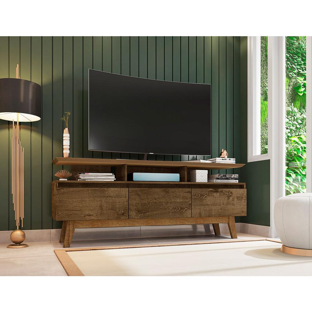 Yonkers 62.99" TV Stand in Off White and Cinnamon By Manhattan Comfort | TV Stands | Modishstore - 15