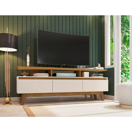 Yonkers 70.86" TV Stand in Off White and Cinnamon By Manhattan Comfort | TV Stands | Modishstore