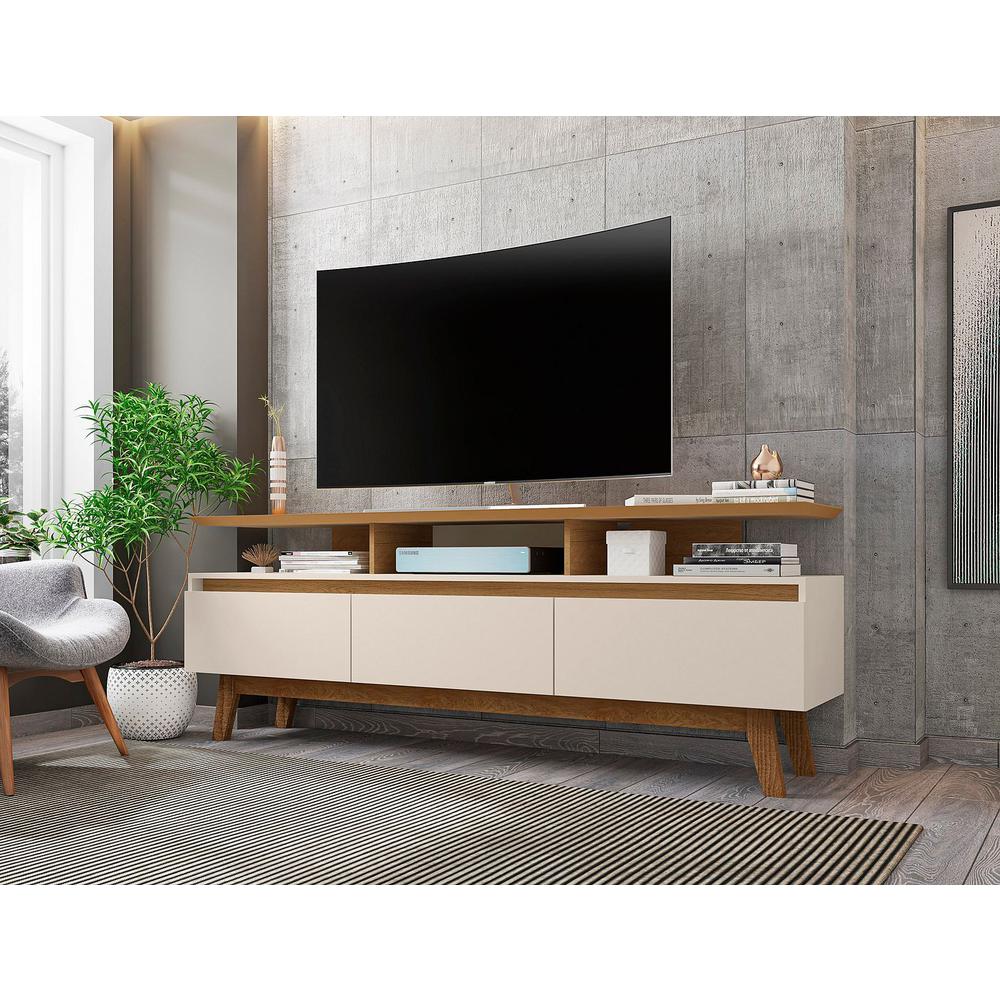 Yonkers 70.86" TV Stand in Off White and Cinnamon By Manhattan Comfort | TV Stands | Modishstore - 5