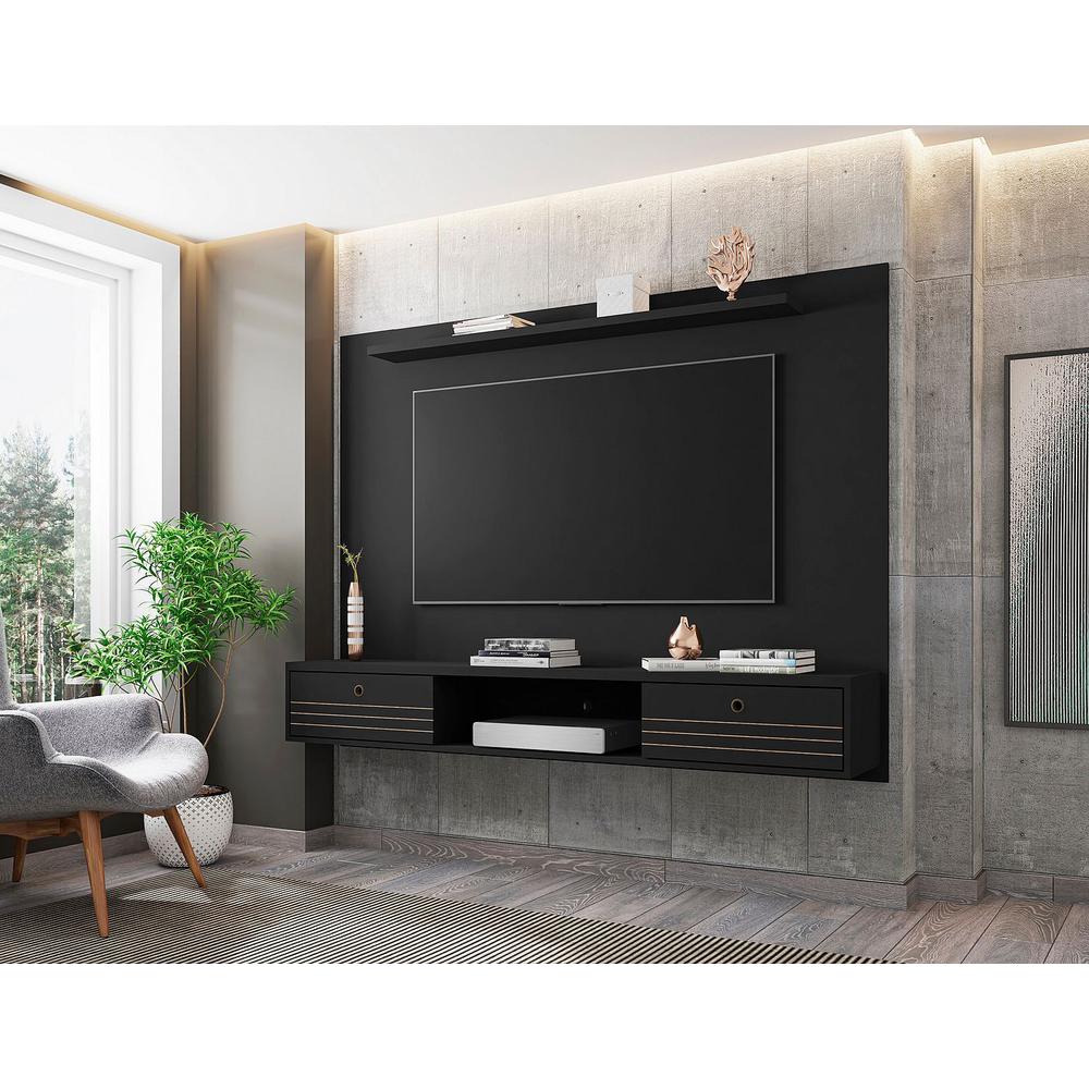 Liberty 70.86" Floating Entertainment Center in Black By Manhattan Comfort | TV Stands | Modishstore - 5