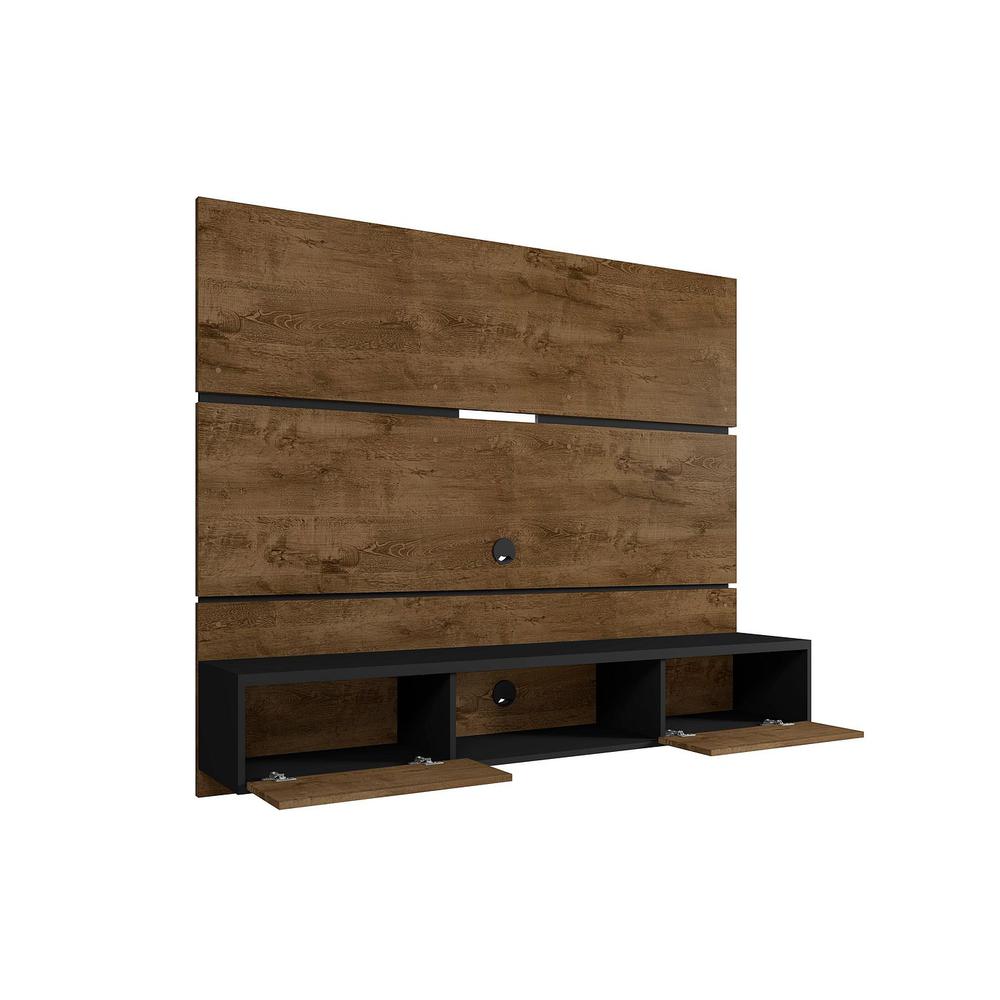 Vernon 62.99" Floating Entertainment Center in Rustic Brown and Black By Manhattan Comfort | TV Stands | Modishstore - 4