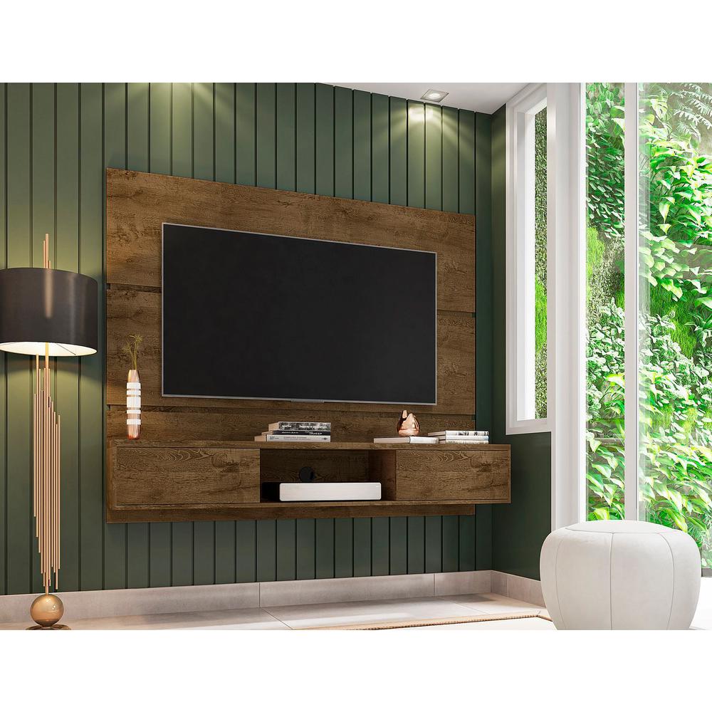 Vernon 62.99" Floating Entertainment Center in Rustic Brown and Black By Manhattan Comfort | TV Stands | Modishstore - 12