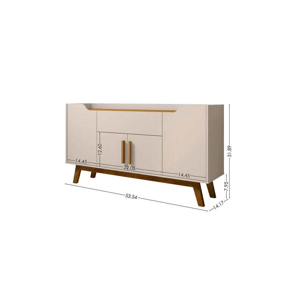 Addie 53.54 Sideboard with 5 Shelves in White By Manhattan Comfort | Sideboards | Modishstore - 13