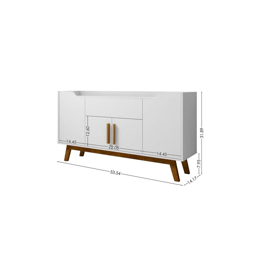 Addie 53.54 Sideboard with 5 Shelves in White By Manhattan Comfort | Sideboards | Modishstore - 3