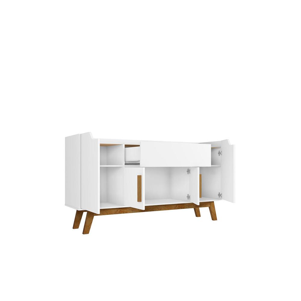 Addie 53.54 Sideboard with 5 Shelves in White By Manhattan Comfort | Sideboards | Modishstore - 4