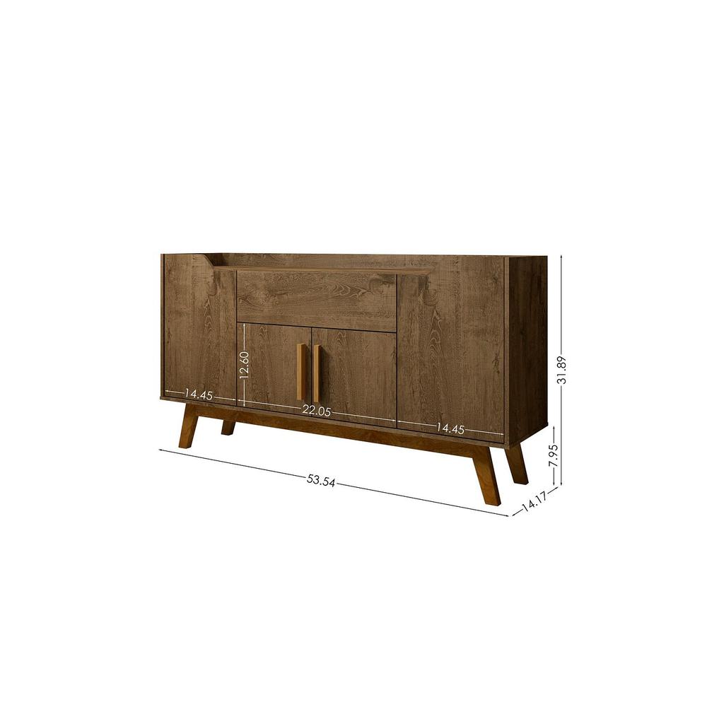 Addie 53.54 Sideboard with 5 Shelves in White By Manhattan Comfort | Sideboards | Modishstore - 8