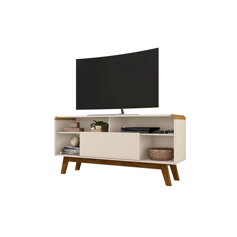 Camberly 53.54 TV Stand with 5 Shelves in White and Cinnamon By Manhattan Comfort | TV Stands | Modishstore - 6