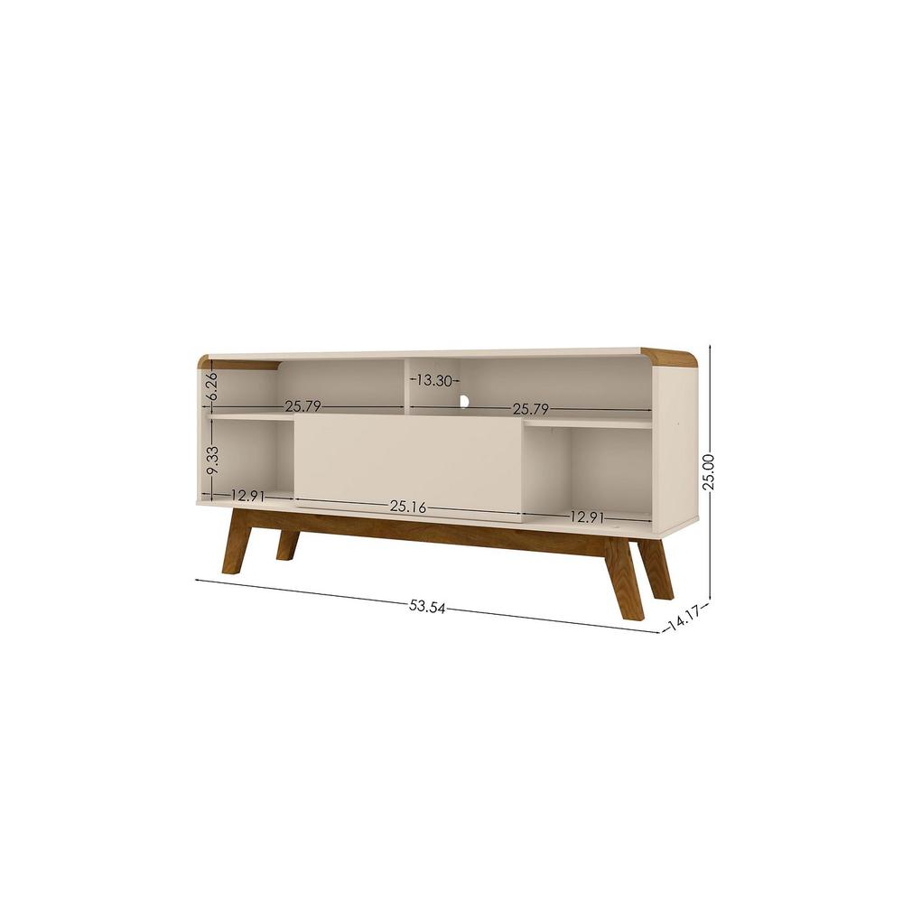 Camberly 53.54 TV Stand with 5 Shelves in White and Cinnamon By Manhattan Comfort | TV Stands | Modishstore - 8