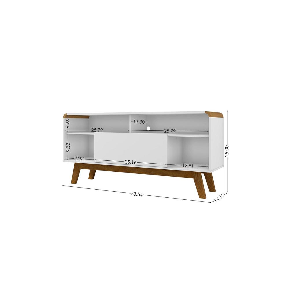 Camberly 53.54 TV Stand with 5 Shelves in White and Cinnamon By Manhattan Comfort | TV Stands | Modishstore - 3