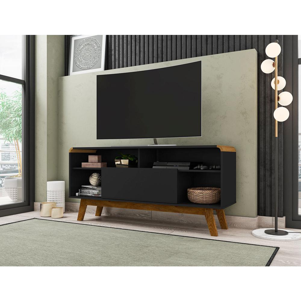 Camberly 53.54 TV Stand with 5 Shelves in White and Cinnamon By Manhattan Comfort | TV Stands | Modishstore - 12