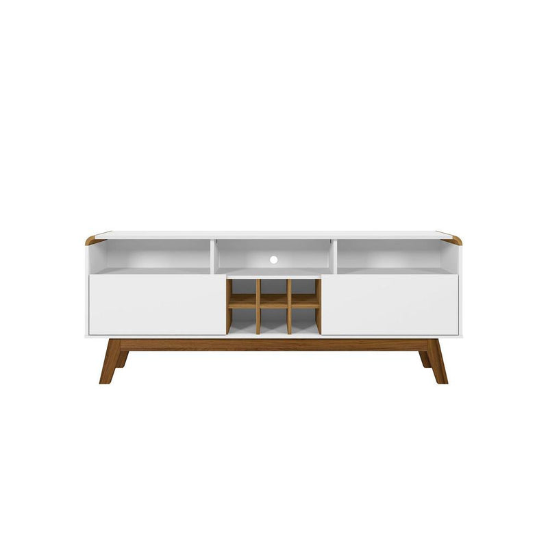 Camberly 62.99 TV Stand with 5 Shelves and Wine Storage in Off White and Cinnamon By Manhattan Comfort | TV Stands | Modishstore - 6