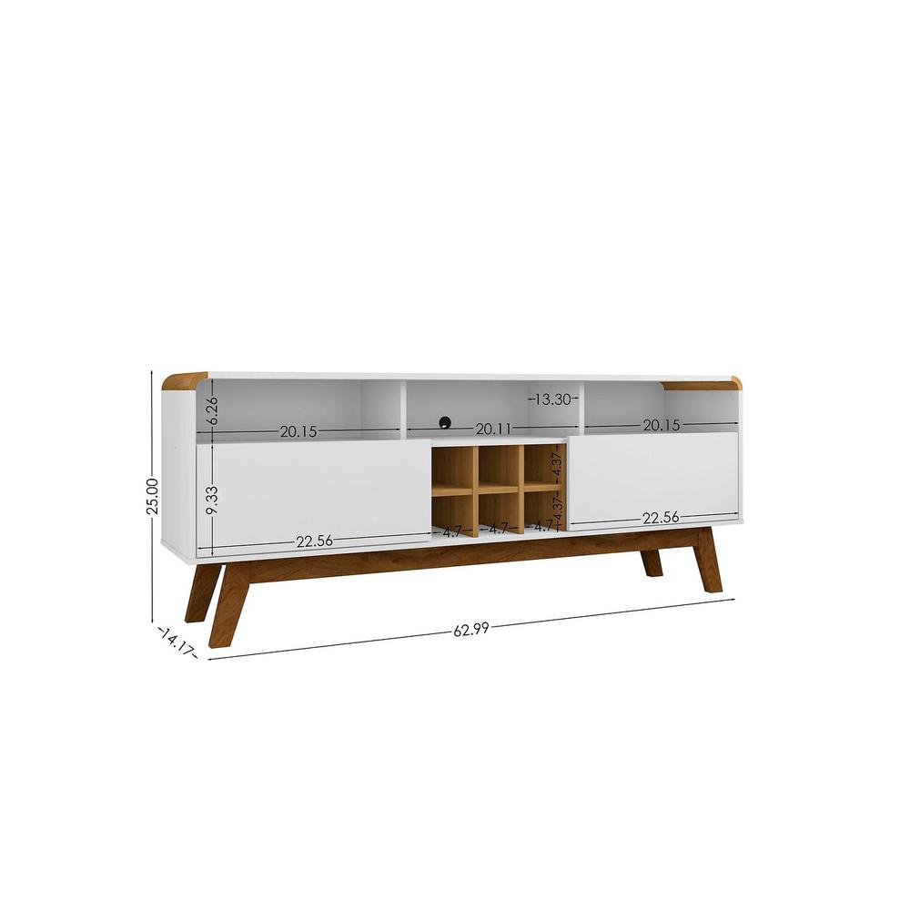 Camberly 62.99 TV Stand with 5 Shelves and Wine Storage in Off White and Cinnamon By Manhattan Comfort | TV Stands | Modishstore - 8
