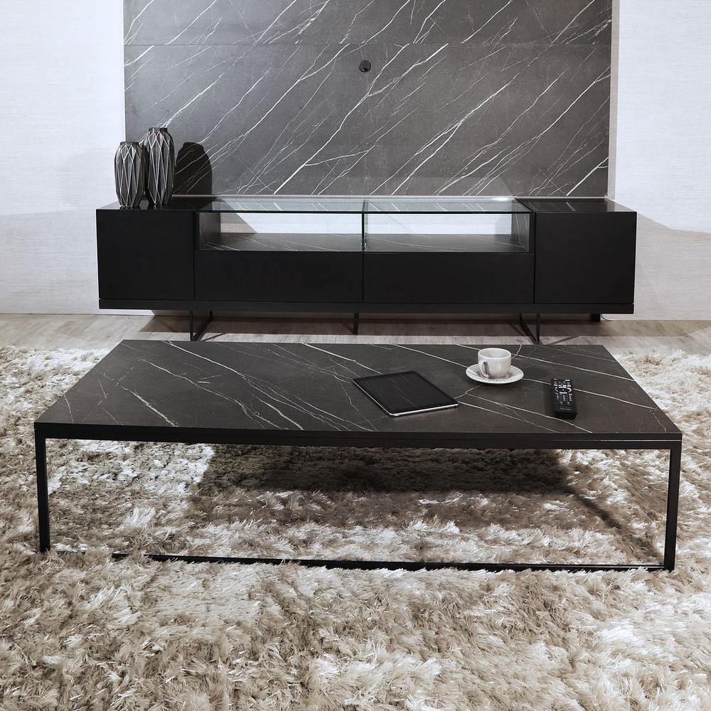 Celine 53.14 Coffee Table with Steel Legs in Nude Mosaic Wood By Manhattan Comfort | Coffee Tables | Modishstore - 7