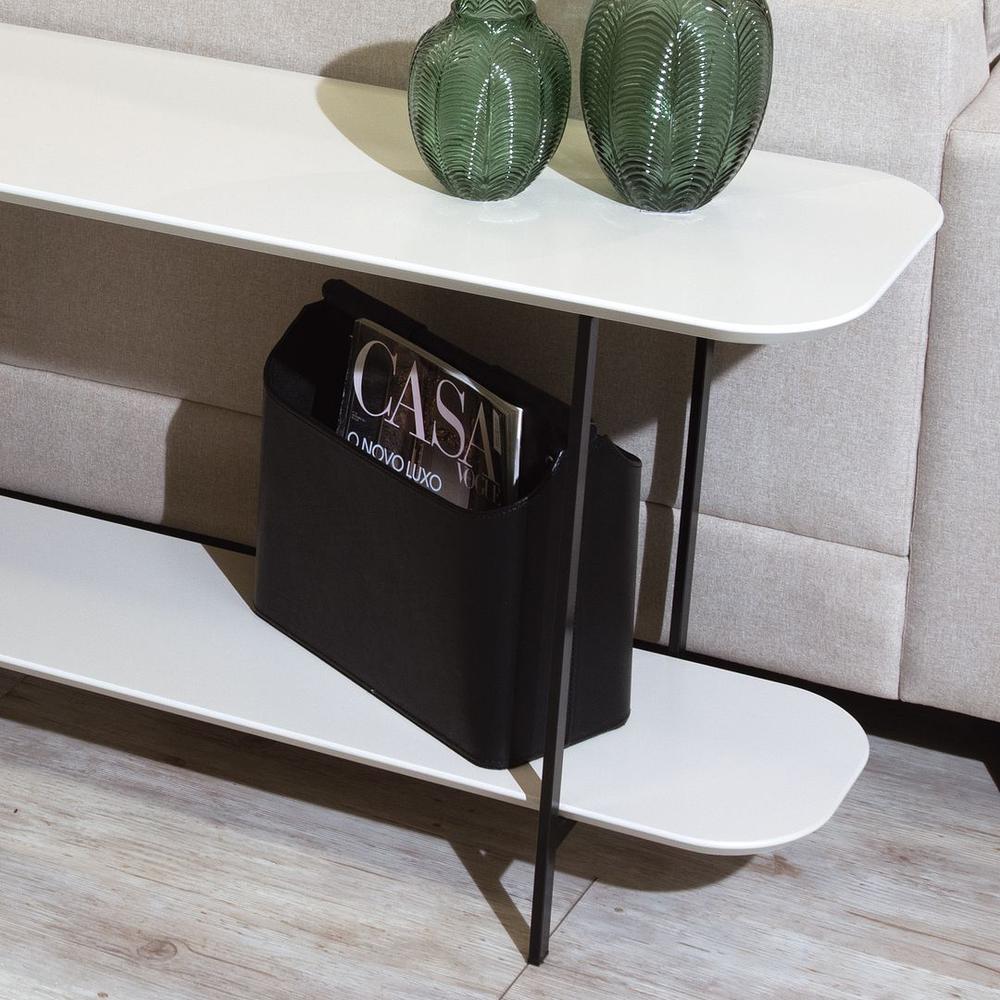 Celine 70.86 Side Table Console with Steel Legs in Black By Manhattan Comfort | Console Tables | Modishstore - 9