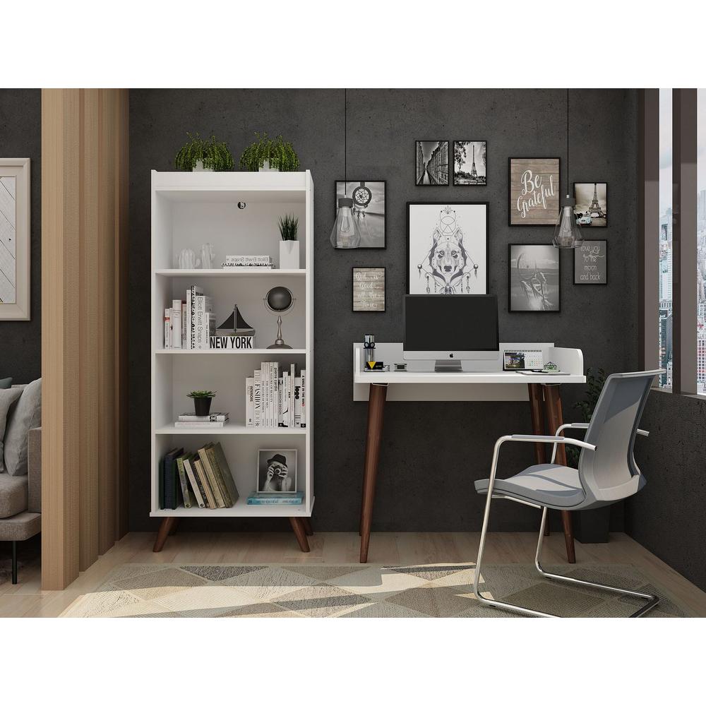 Hampton 2- Piece Home Basic Office Set in White By Manhattan Comfort | Desks | Modishstore