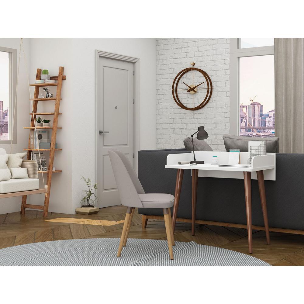 Hampton 2- Piece Home Basic Office Set in White By Manhattan Comfort | Desks | Modishstore - 5