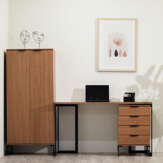 2-Piece Lexington Desk with Drawers in Maple Cream By Manhattan Comfort | Desks | Modishstore