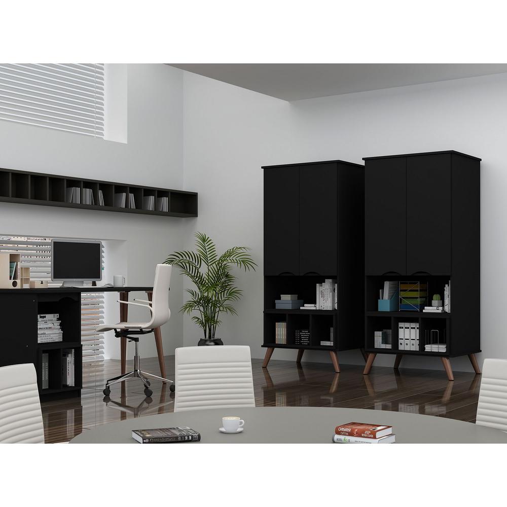 Hampton 2- Piece Home Extra Storage Office Set in White By Manhattan Comfort | Desks | Modishstore - 15