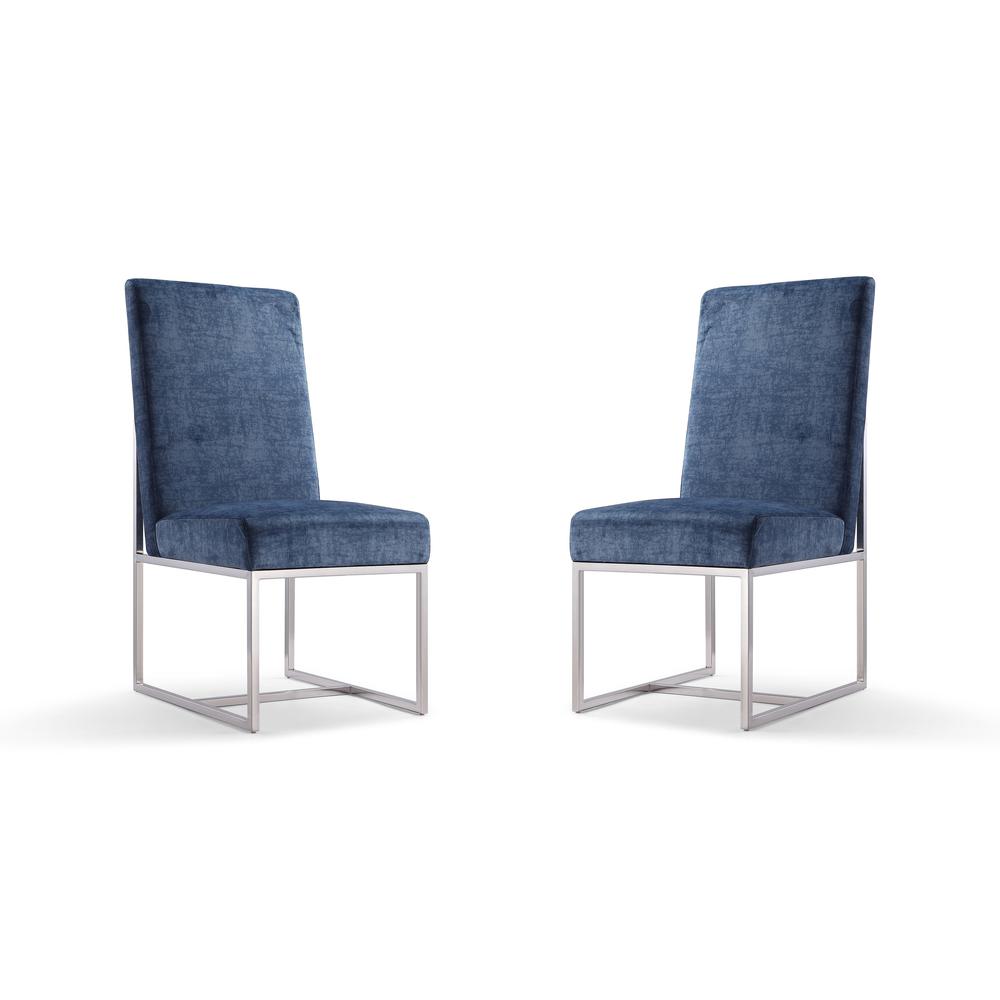 Element Velvet Dining Chair in Blue (Set of 2) By Manhattan Comfort | Dining Chairs | Modishstore