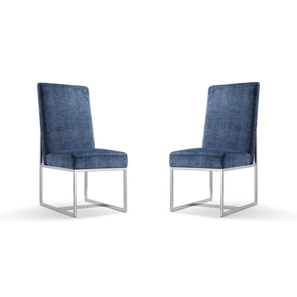 Element Velvet Dining Chair in Blue (Set of 2) By Manhattan Comfort | Dining Chairs | Modishstore