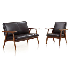 ArchDuke 2- Piece Loveseat and Armchair in Black and Amber By Manhattan Comfort