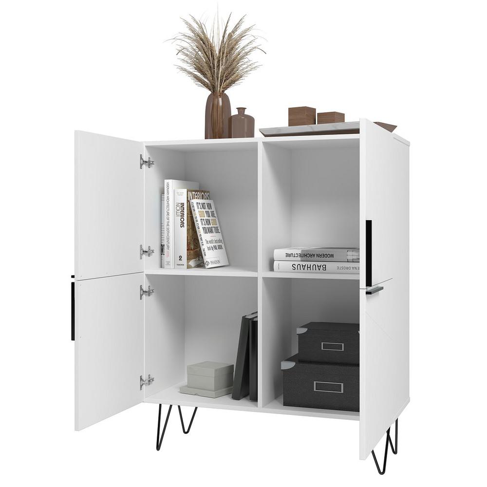 Beekman 43.7 Low Cabinet with 4 Shelves in White By Manhattan Comfort | Cabinets | Modishstore - 4