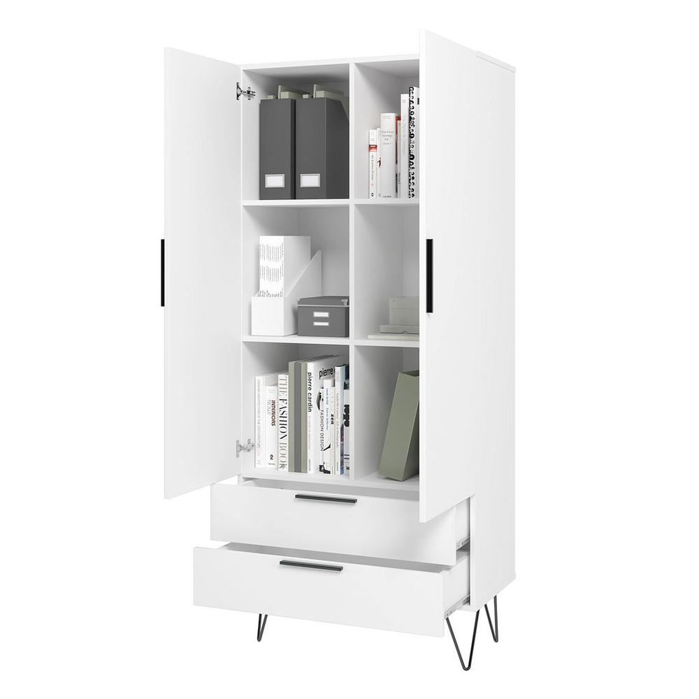 Beekman 67.32 Tall Cabinet with 6 Shelves in White By Manhattan Comfort | Cabinets | Modishstore - 4