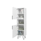Beekman 17.51 Narrow Bookcase Cabinet with 5 Shelves in White By Manhattan Comfort | Cabinets | Modishstore - 4