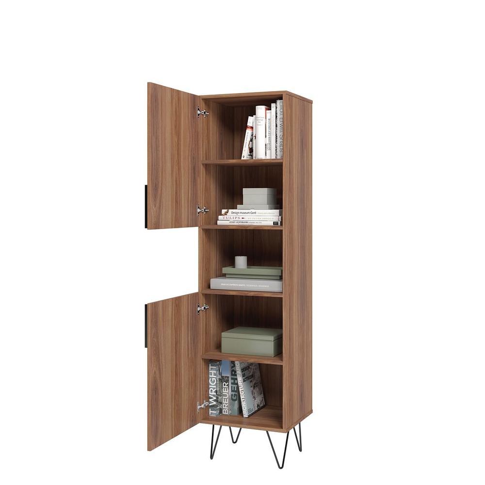 Beekman 17.51 Narrow Bookcase Cabinet with 5 Shelves in White By Manhattan Comfort | Cabinets | Modishstore - 9