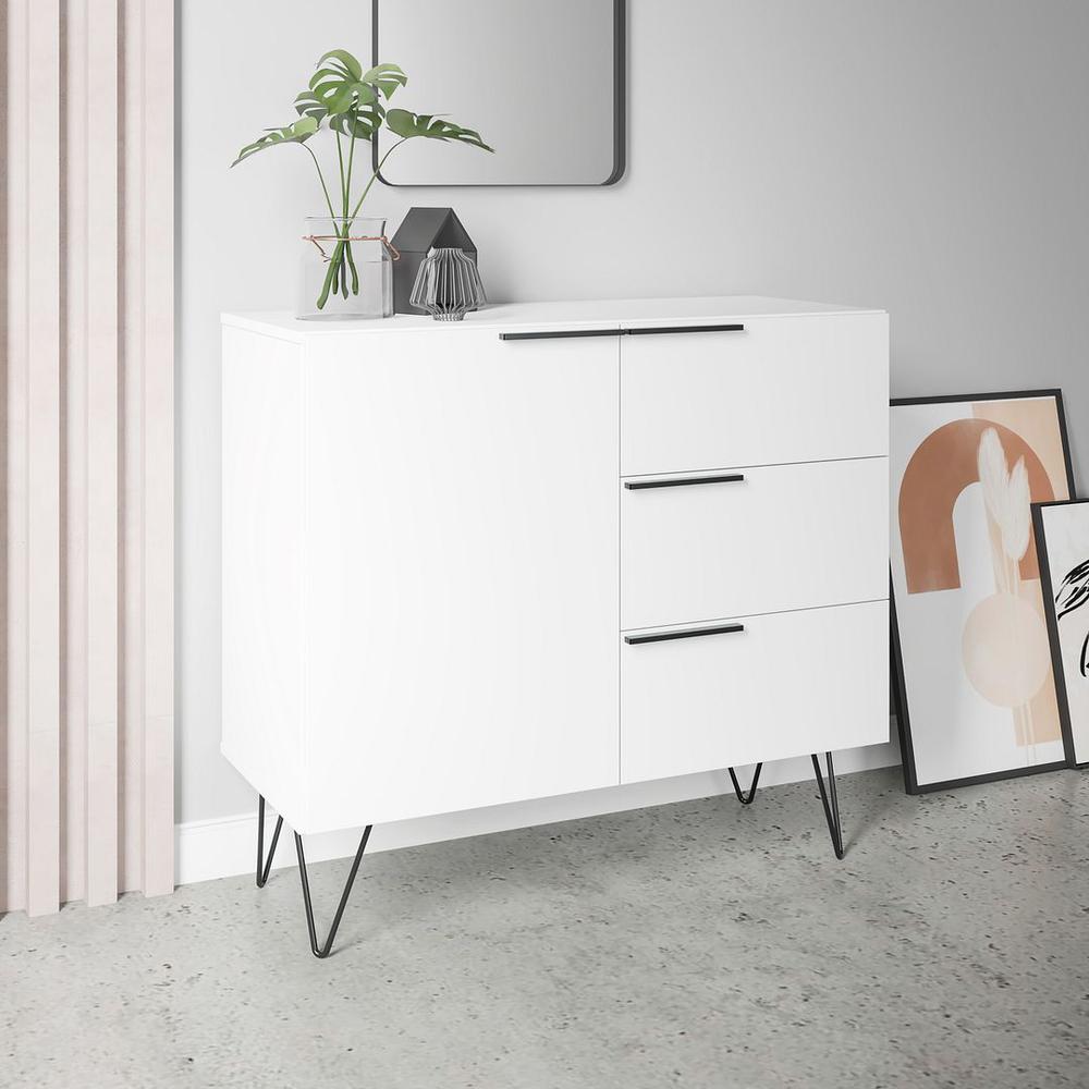 Beekman 35.43 Dresser with 2 Shelves in White By Manhattan Comfort | Dressers | Modishstore - 2