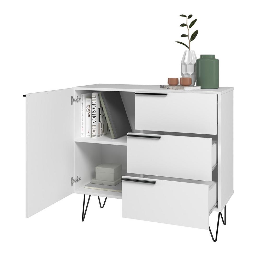 Beekman 35.43 Dresser with 2 Shelves in White By Manhattan Comfort | Dressers | Modishstore - 4