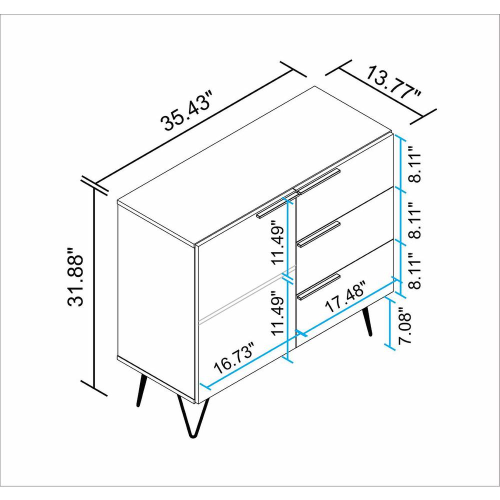 Beekman 35.43 Dresser with 2 Shelves in White By Manhattan Comfort | Dressers | Modishstore - 8