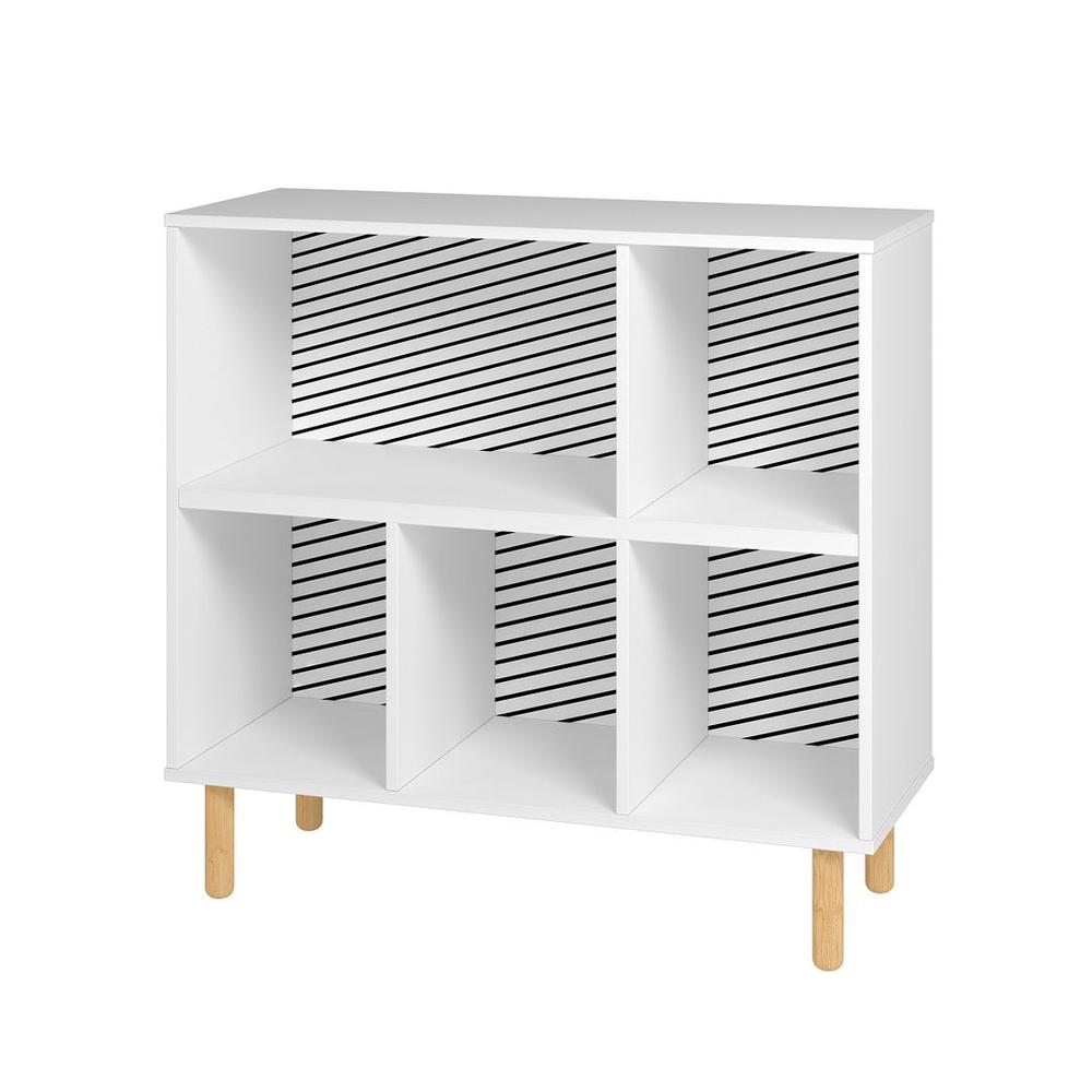 Essex 33.66 Low Bookcase with 5 Shelves in White and Zebra By Manhattan Comfort | Bookcases | Modishstore - 2