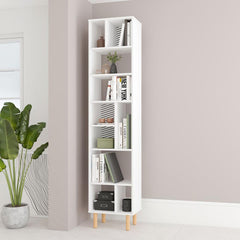 Essex 77.95 Bookcase with 10 Shelves in White and Zebra By Manhattan Comfort