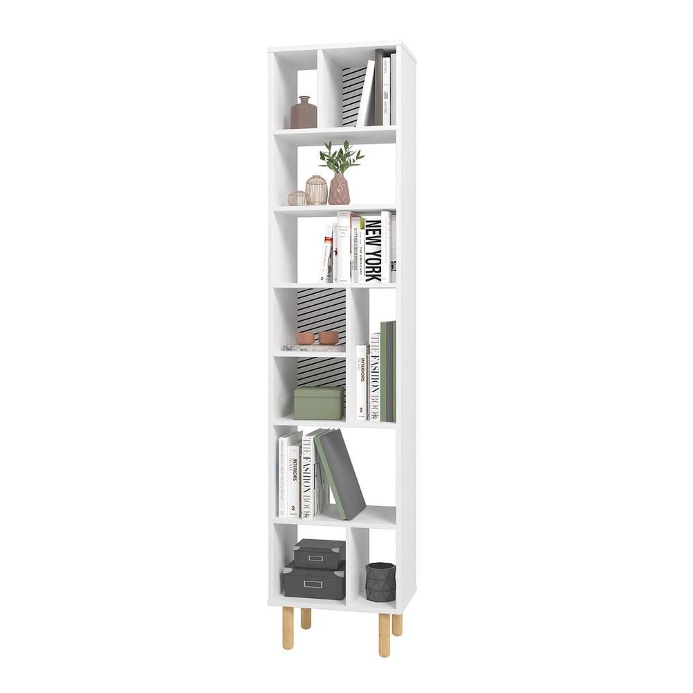 Essex 77.95 Bookcase with 10 Shelves in White and Zebra By Manhattan Comfort | Shelves & Shelving Units | Modishstore - 4