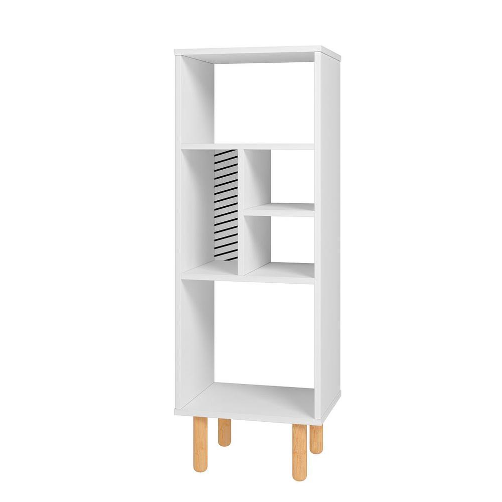 Essex 42.51 Bookcase with 5 Shelves in White and Zebra By Manhattan Comfort | Bookcases | Modishstore - 2