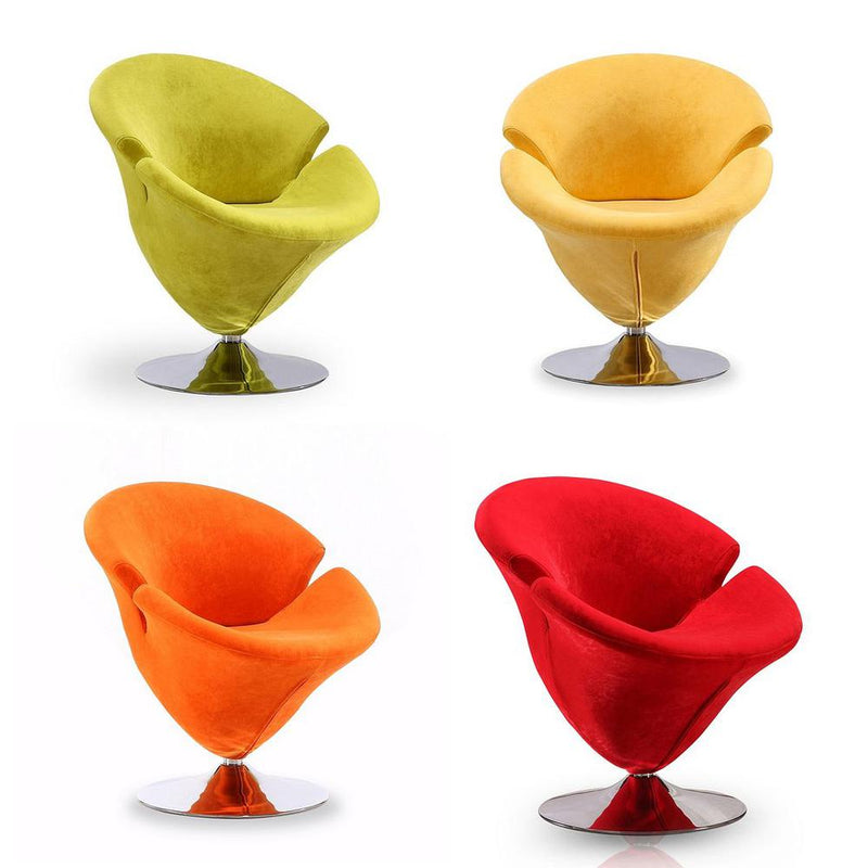 Tulip Swivel Accent Chair Set of 4 in Multi Color Orange, Yellow, Green and Red By Manhattan Comfort | Armchairs | Modishstore