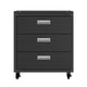 Fortress Textured Metal 31.5" Garage Mobile Chest with 3 Full Extension Drawers in Charcoal Grey By Manhattan Comfort | Drawers | Modishstore - 2