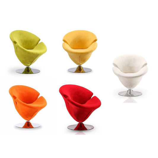 Tulip Swivel Accent Chair Set of 5 in Multi Color White, Orange, Yellow, Green and Red By Manhattan Comfort | Armchairs | Modishstore