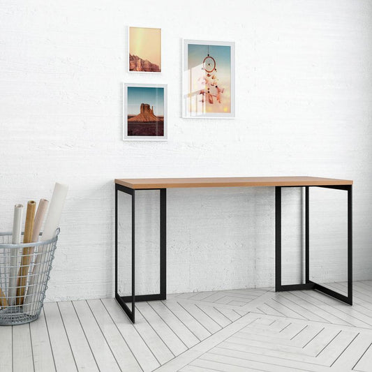 Lexington 53.15 Desk with Metal Base in Maple Cream By Manhattan Comfort | Desks | Modishstore