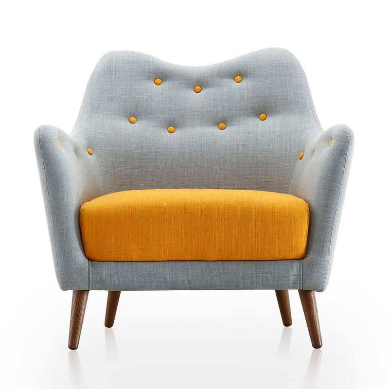 Poet Accent Chair with Tufted Buttons in Light Blue and Yellow By Manhattan Comfort | Armchairs | Modishstore