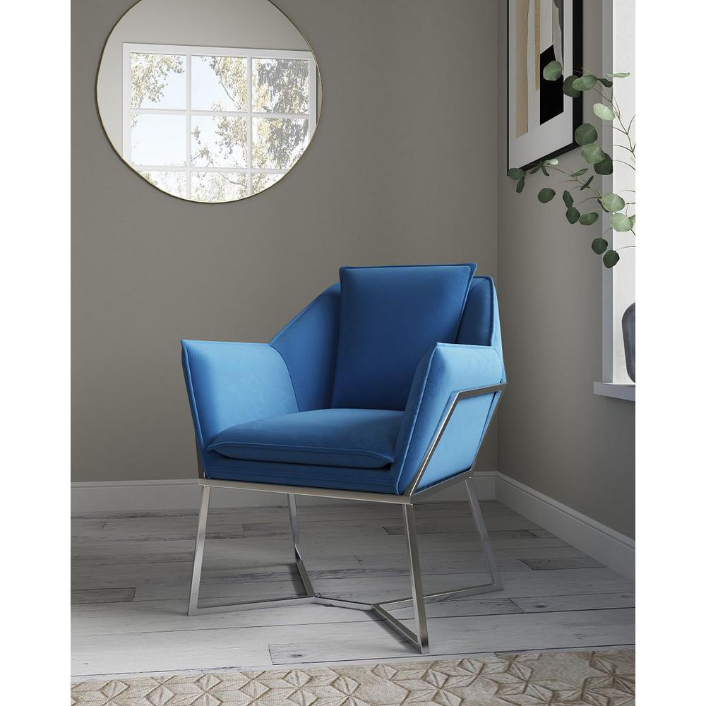 Origami Velvet Accent Chair in Blue By Manhattan Comfort | Armchairs | Modishstore